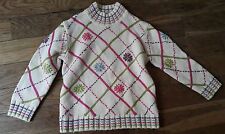 Pull épais blanc et Multicolore en laine 6 ans Catimini excellent état