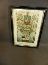 ANCIEN CADRE RELIGIEUX Napoléon III, lithographie 1907 communion montceau 