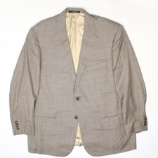 Corneliani Hommes Manteau Sport 46R Marron Beige Bleu Carreau 17.75 Micron Laine