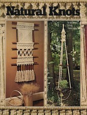 Rare Vintage Naturel Nœuds Macramé Livre Plante Suspension & Tenture Murale