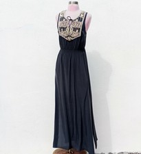 All Saints Femmes Arcadien Soie Perle Décoré Robe Maxi Noir US.8/M