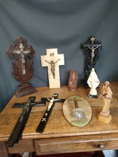 lot religieux Crusifix Vierge Bénitier Ancien
