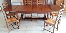 Table de salle à manger en bois massif avec rallonges + 6 chaises