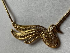 Collier ras de cou à oiseau filigrané doré