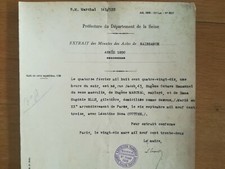 26 mars 1932 Extrait acte naissance Eugène Marchal le 14 février 1890, à Paris
