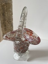 panier corbeille Ancien en Verre Moucheté verrerie artisanat vintage murano Déco