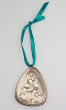 Vintage Fleurs Et Coqs Argent Sterling Noël Ornement Par Towle