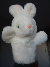LAPIN PELUCHE BLANCHE MARIONNETTE à MAIN  33 CM  DOUDOU JOUET 