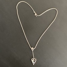 Très Beau Collier Pendentif Argent Massif Coeur Zirconium