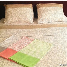 Parure de draps FLANELLE CACHEMIRE Vert 4 PIECES  220 x 290 cm pour lit de 140 d