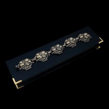 Antique Vintage Art Déco 925 Argent Sterling Moulage Cornucopia Panneau Bracelet