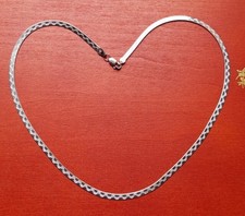 Collier maille plate miroir décor fantaisie argent massif 925 jamais porté