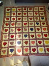 grand couvre-lit PATCHWORK matelassé FAIT MAIN - 200 cm x 230 cm