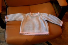 pull tartine et chocolat 50% laine 6 mois raye rose beige tres epais etat neuf**