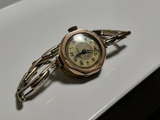 Vintage Federal ART DECO 9 Ct 375 Or Femmes Swiss Bracelet Montre sur 9 CT Bracelet