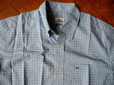 Chemise manches courtes  LACOSTE 41 carreaux bleu blanc (  L env.)