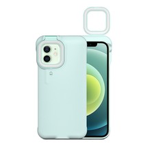 Coque Pour Iphone 12 Pro  Avec Selfie Ring Light / Mini Ring Light Bleu