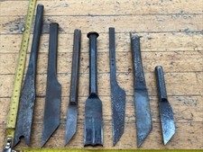 6 OLD TOOL outils Anciens lot 7 Burin  Fiche A Lacet Mortaise Menuisier