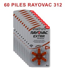 60 Piles Rayovac Extra Advanced 312 Piles Aides Auditives PR41 (10 Pack de 6 )