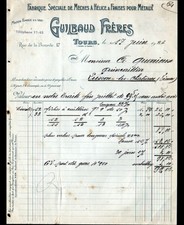 TOURS (37) USINE D'OUTILLAGE / MECHES FRAISES "GUILBAUD Freres" Facture en 1926