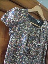 Robe 12 ans 150 cm VERTBAUDET grise à fleurs état neuf
