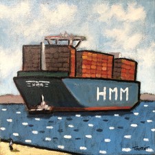 Tableau Peinture Toile Bateau Porte Conteneurs Marine Tourrier