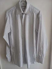 Chemise homme taille s 37 / 38 blanche carreaux bleus angelo litrico