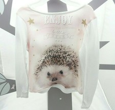 Orchestra haut blanc manche longue motif imprimé hérisson fille 3 ans