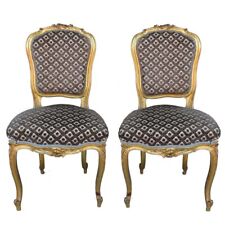 Chaise bois doré style Louis XV velours de Gênes (paire)
