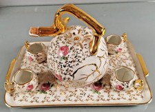 Service a The PORCELAINE DE LIMOGES Theiere 4 Tasses Plateau decor Fleurs Art R