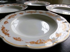 Anciennes ASSIETTES Creuses LIMOGES HAVILAND Blanche et Or Vintage Plates