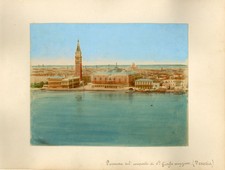 Photo Albuminé Réhaussé Venise Italie Vers 1880