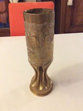 Ancienne Douille Déco Vase Obus Tranchée Laiton Guerre