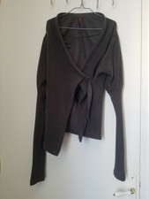 Pull gilet cache-cœur cop copine noir asymétrique pignon T.1 36/38