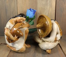 Ancienne Paire de Statue Figurine en Porcelaine Fait Main NALDA Serre Livres