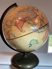 Vintage Rand McNally Indexed Terrestrial Art Mermaid Globe Metal Base 1976-1979