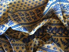 Grand Coupon tissu Provençal jaune et bleu à rayures 100 % coton 140 x 87 cm