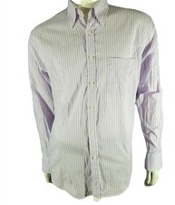 STATUS Taille M Superbe chemise manches longues violet rayures blanches homme