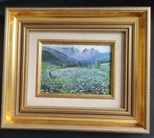 TABLEAU HUILE SUR TOILE AU DÉCOR CHAMPÊTRE ET DE MONTAGNE