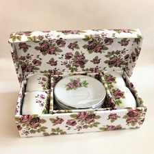 Coffret service à café 8 pièces décor Bouquet de Roses