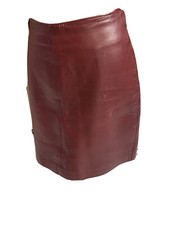 JUPE EN CUIR COULEUR BORDEAUX TAILLE FR 38 DE LA MARQUE SOLT