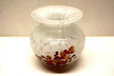 Murano signé Molina vase boule à col évasé en verre soufflé chiné Haut 8 cm