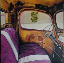 tableau peinture huile sur toile 60/60 Cm « On The Road Again »