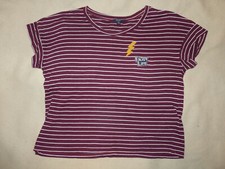 T-shirt court d'été crop top bordeaux rayé blanc KIABI taille XS / 14 ans - TBE