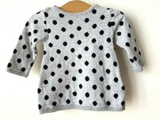 HAUT PULL coton T-shirt GRIS POIS Adorable Bébé Fille 3mois KIABI !