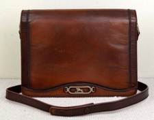 Vintage Sac à Main Porté Bandoulière en Cuir Brun T bon état