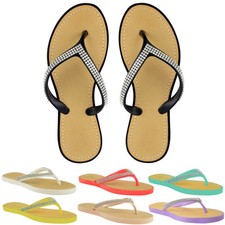 Femmes Strass Tongs Gelée Sandales Bride Orteil Été Plage Chaussures Taille