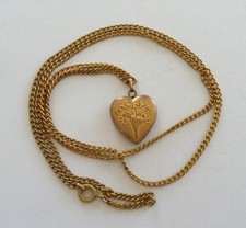 mama-estelle Ancien Pendentif COEUR décor Fleurs en Métal sur Chaîne