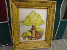  Pen and Ink Color Mushroom Drawing Framed Signed Ki Ki