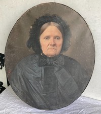 Tableau HUILE sur TOILE XIXe Portrait DAME AGEE EN DEUIL signe C KLEIN 1878 7